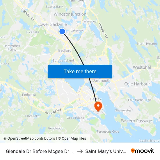 Glendale Dr Before Mcgee Dr (6752) to Saint Mary's University map