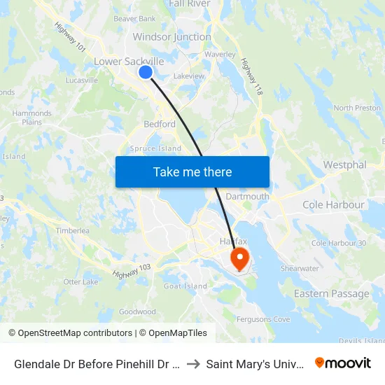 Glendale Dr Before Pinehill Dr (6756) to Saint Mary's University map