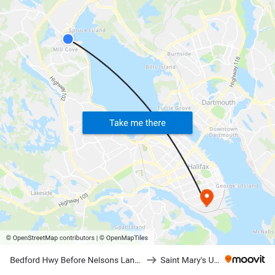 Bedford Hwy Before Nelsons Landing Blvd (6241) to Saint Mary's University map