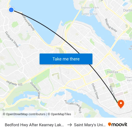 Bedford Hwy After Kearney Lake Rd (6246) to Saint Mary's University map