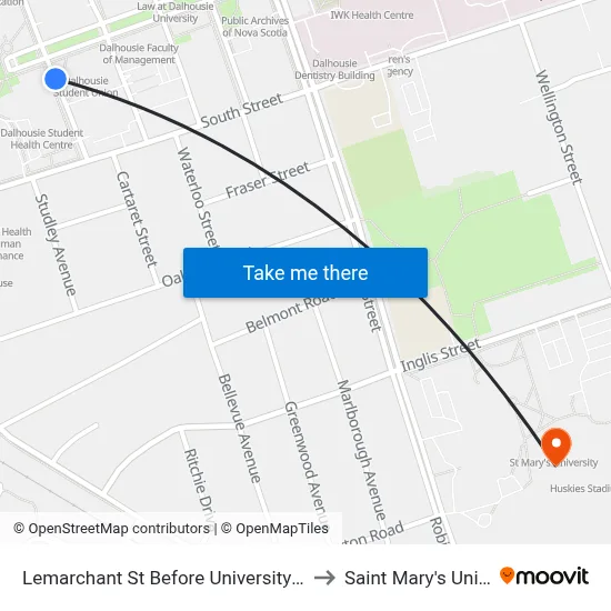 Lemarchant St Before University Ave (7144) to Saint Mary's University map