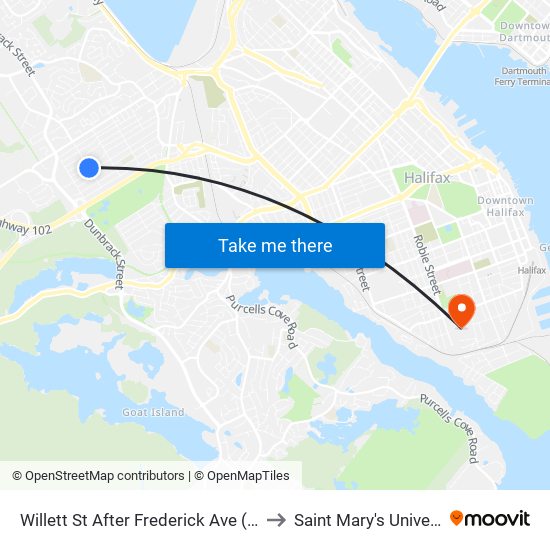 Willett St After Frederick Ave (8502) to Saint Mary's University map