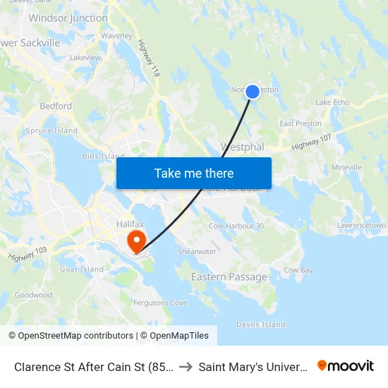 Clarence St After Cain St (8506) to Saint Mary's University map