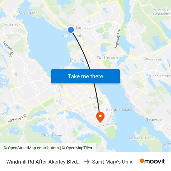 Windmill Rd After Akerley Blvd (8508) to Saint Mary's University map