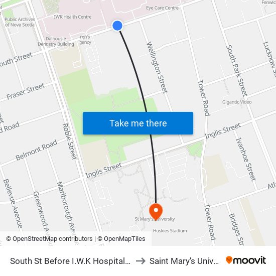 South St Before I.W.K Hospital (8298) to Saint Mary's University map