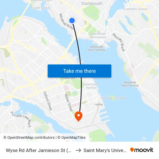 Wyse Rd After Jamieson St (8618) to Saint Mary's University map