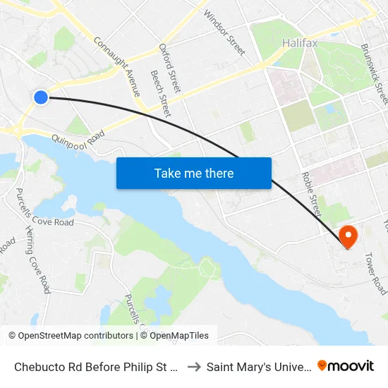 Chebucto Rd Before Philip St (6408) to Saint Mary's University map