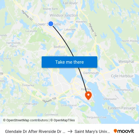 Glendale Dr After Riverside Dr (6746) to Saint Mary's University map