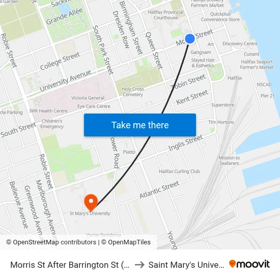 Morris St After Barrington St (8885) to Saint Mary's University map