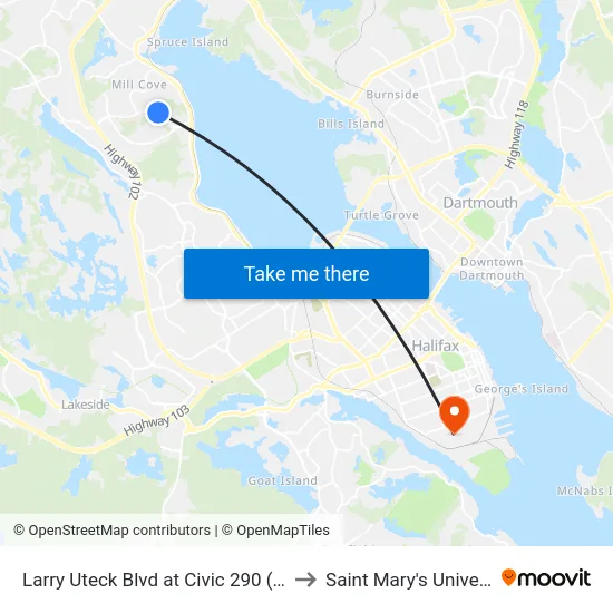 Larry Uteck Blvd at Civic 290 (8881) to Saint Mary's University map