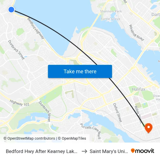 Bedford Hwy After Kearney Lake Rd (6256) to Saint Mary's University map