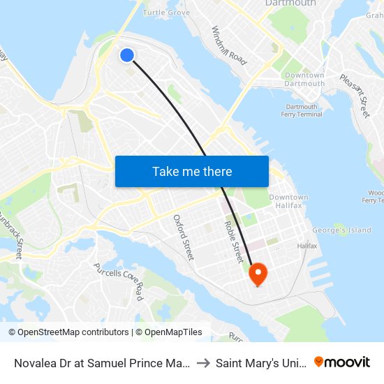 Novalea Dr at Samuel Prince Manor (7368) to Saint Mary's University map