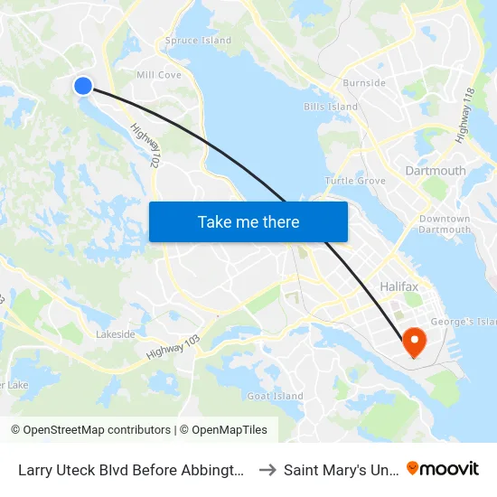 Larry Uteck Blvd Before Abbington Ave (7022) to Saint Mary's University map