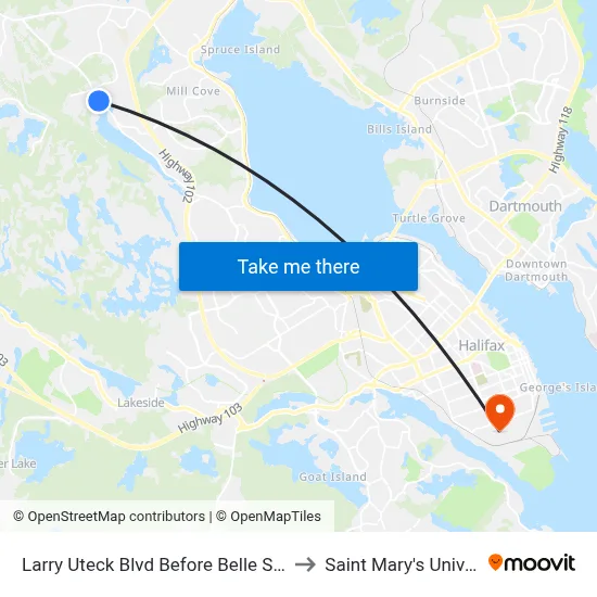 Larry Uteck Blvd Before Belle St (7027) to Saint Mary's University map