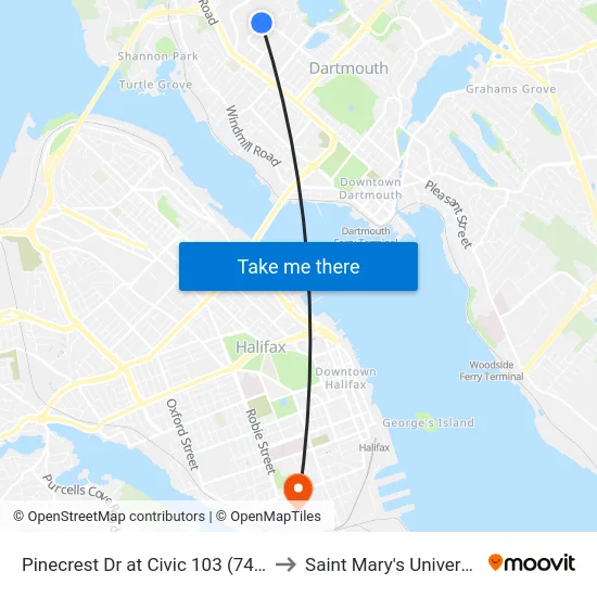 Pinecrest Dr at Civic 103 (7452) to Saint Mary's University map