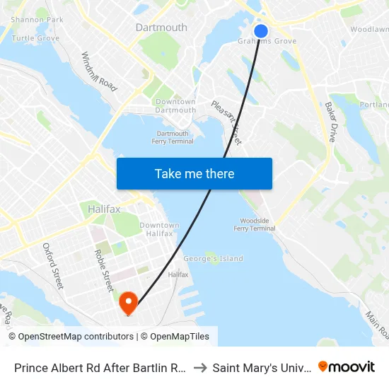 Prince Albert Rd After Bartlin Rd (8066) to Saint Mary's University map