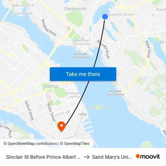 Sinclair St Before Prince Albert Rd (8067) to Saint Mary's University map