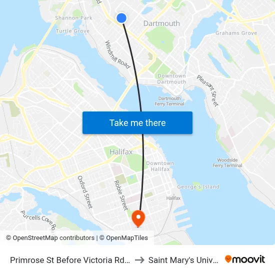 Primrose St Before Victoria Rd (8065) to Saint Mary's University map