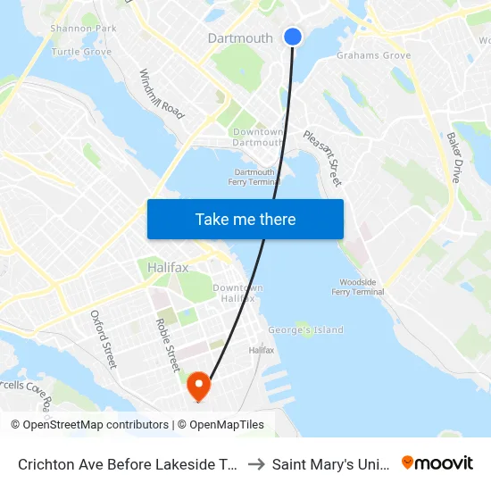 Crichton Ave Before Lakeside Terr (6529) to Saint Mary's University map