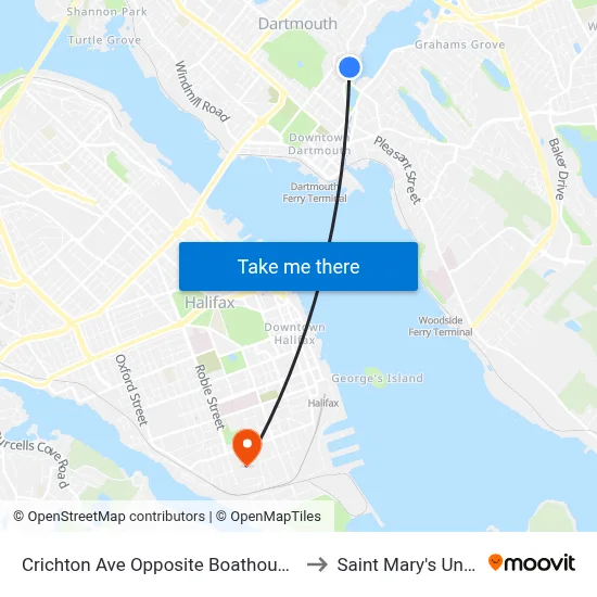 Crichton Ave Opposite Boathouse Ln (6528) to Saint Mary's University map
