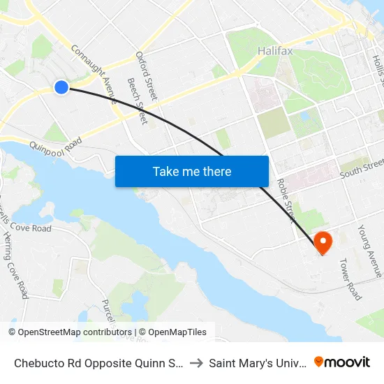 Chebucto Rd Opposite Quinn St (6414) to Saint Mary's University map