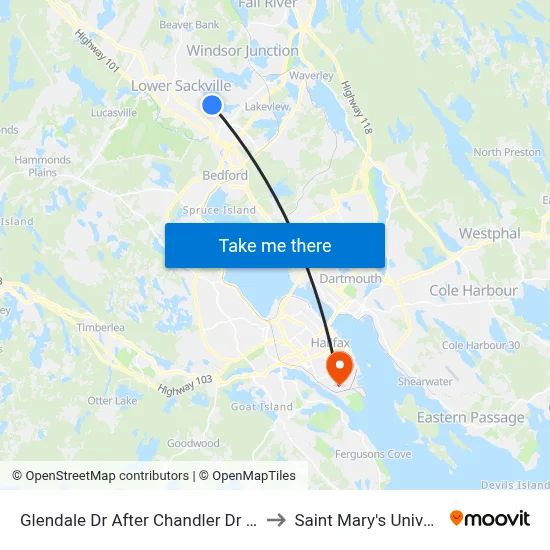 Glendale Dr After Chandler Dr (6738) to Saint Mary's University map