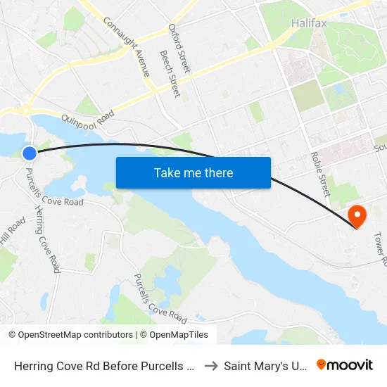 Herring Cove Rd Before Purcells Cove Rd (6903) to Saint Mary's University map