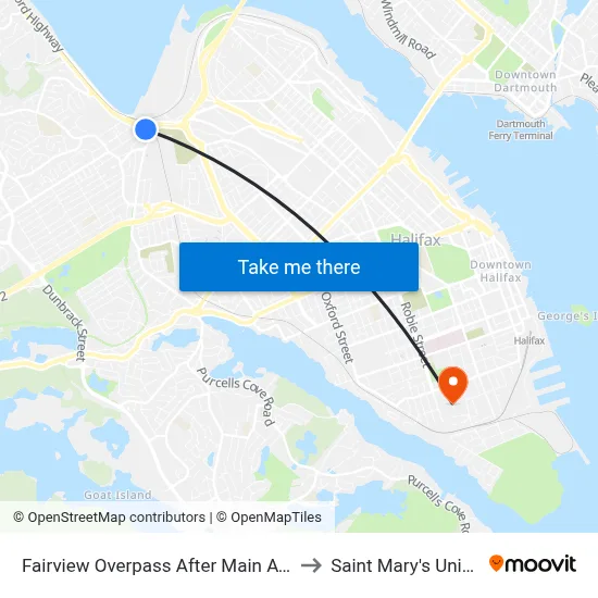 Fairview Overpass After Main Ave (6644) to Saint Mary's University map