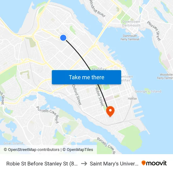 Robie St Before Stanley St (8217) to Saint Mary's University map