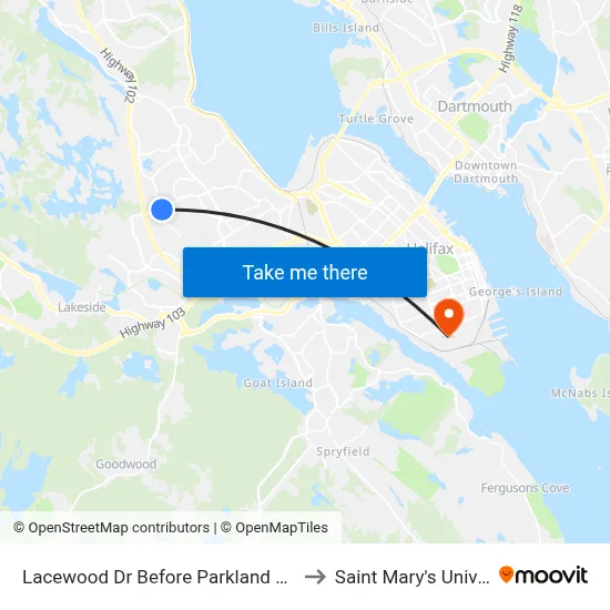 Lacewood Dr Before Parkland Dr (7080) to Saint Mary's University map