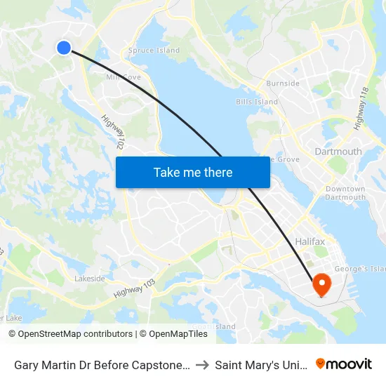 Gary Martin Dr Before Capstone Cr (6491) to Saint Mary's University map