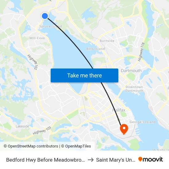 Bedford Hwy Before Meadowbrook Dr (6261) to Saint Mary's University map