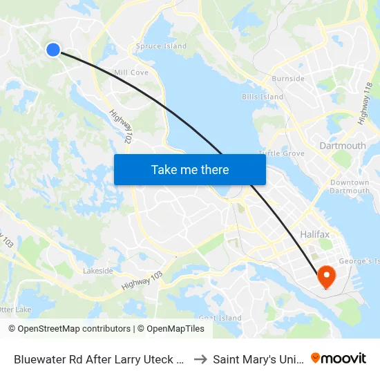 Bluewater Rd After Larry Uteck Blvd (6067) to Saint Mary's University map