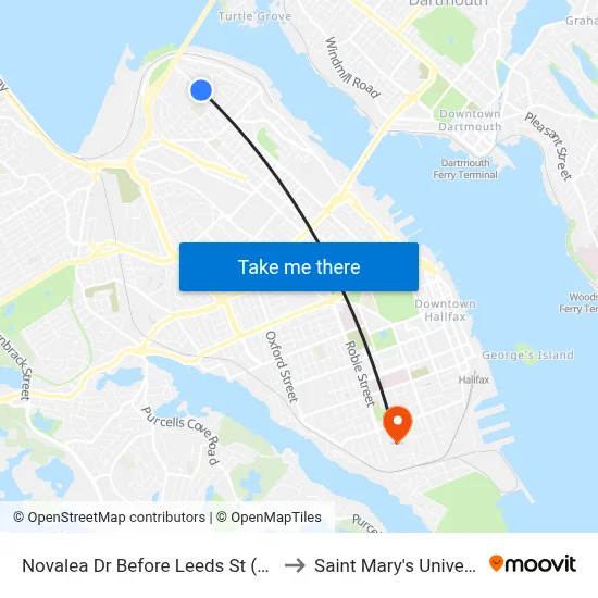 Novalea Dr Before Leeds St (7371) to Saint Mary's University map