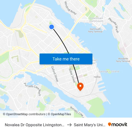 Novalea Dr Opposite Livingstone Pl (7377) to Saint Mary's University map
