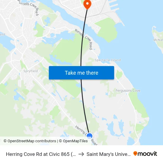 Herring Cove Rd at Civic 865 (6883) to Saint Mary's University map