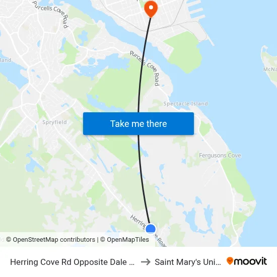 Herring Cove Rd Opposite Dale Ave (6881) to Saint Mary's University map