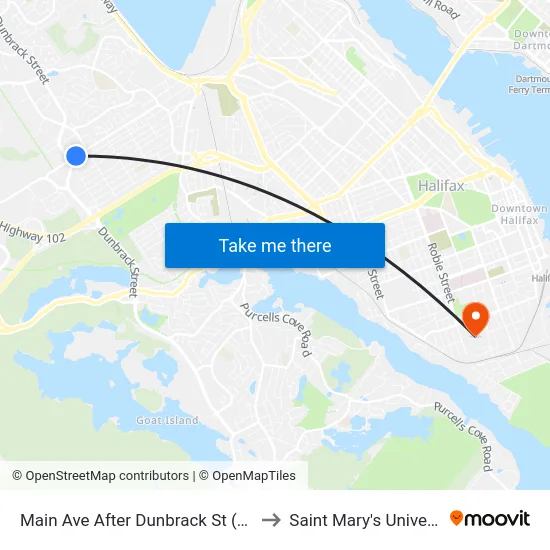 Main Ave After Dunbrack St (7162) to Saint Mary's University map