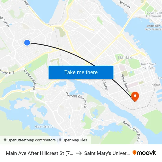 Main Ave After Hillcrest St (7164) to Saint Mary's University map