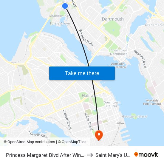 Princess Margaret Blvd After Windmill Rd (8075) to Saint Mary's University map