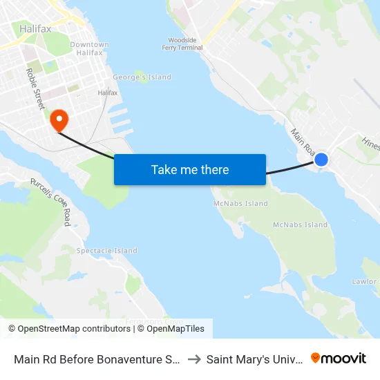 Main Rd Before Bonaventure St (7486) to Saint Mary's University map