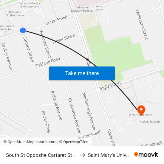 South St Opposite Cartaret St (8302) to Saint Mary's University map