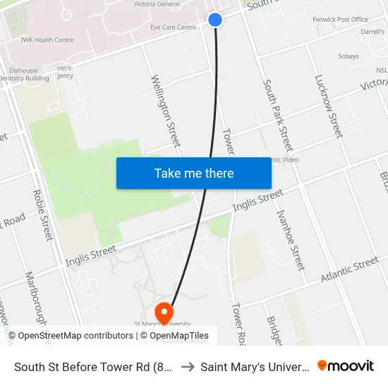South St Before Tower Rd (8301) to Saint Mary's University map