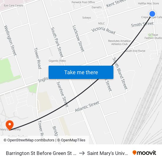 Barrington St Before Green St (6093) to Saint Mary's University map