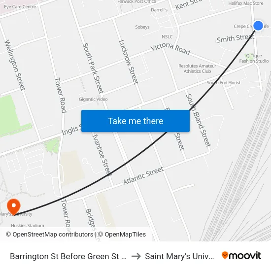 Barrington St Before Green St (6093) to Saint Mary's University map