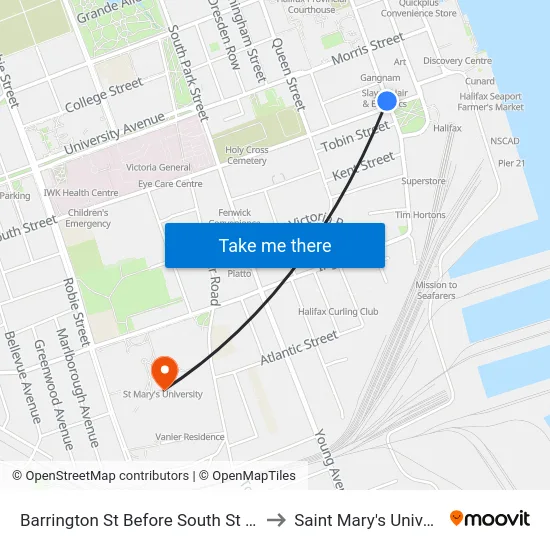 Barrington St Before South St (6097) to Saint Mary's University map