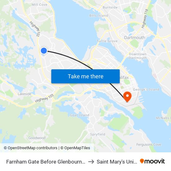 Farnham Gate Before Glenbourne Ct (6650) to Saint Mary's University map