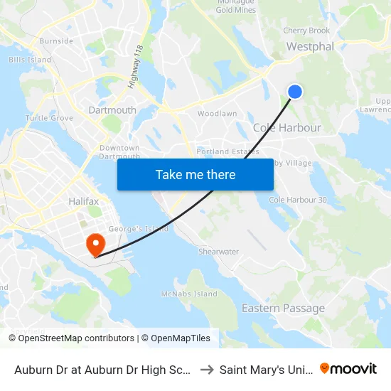 Auburn Dr at Auburn Dr High School (6073) to Saint Mary's University map