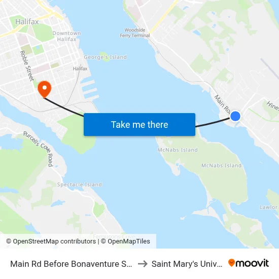 Main Rd Before Bonaventure St (7462) to Saint Mary's University map