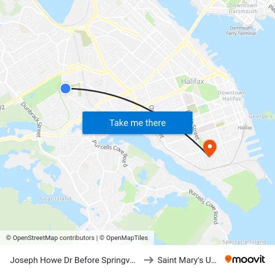 Joseph Howe Dr Before Springvale Ave (7009) to Saint Mary's University map